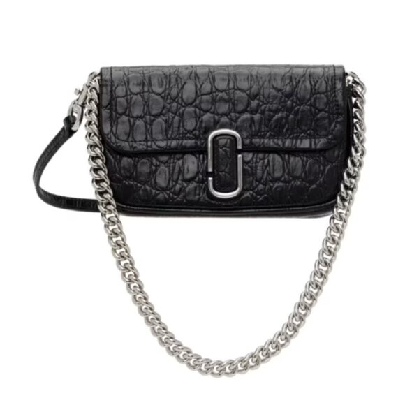 NWT! New Marc Jacobs J Marc Mini Shoulder Bag - Croc-embossed Leather Black 3way - Picture 5 of 14